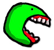 ahungry logo (a green head/face thing with a big mouth open)